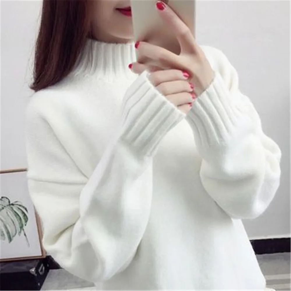 Fashion Cashmere Turtleneck Sweater Women 2024 Autumn Winter Pullover Jumper Pull Femme Streetwear Casual Knitted Sweater PZ3455