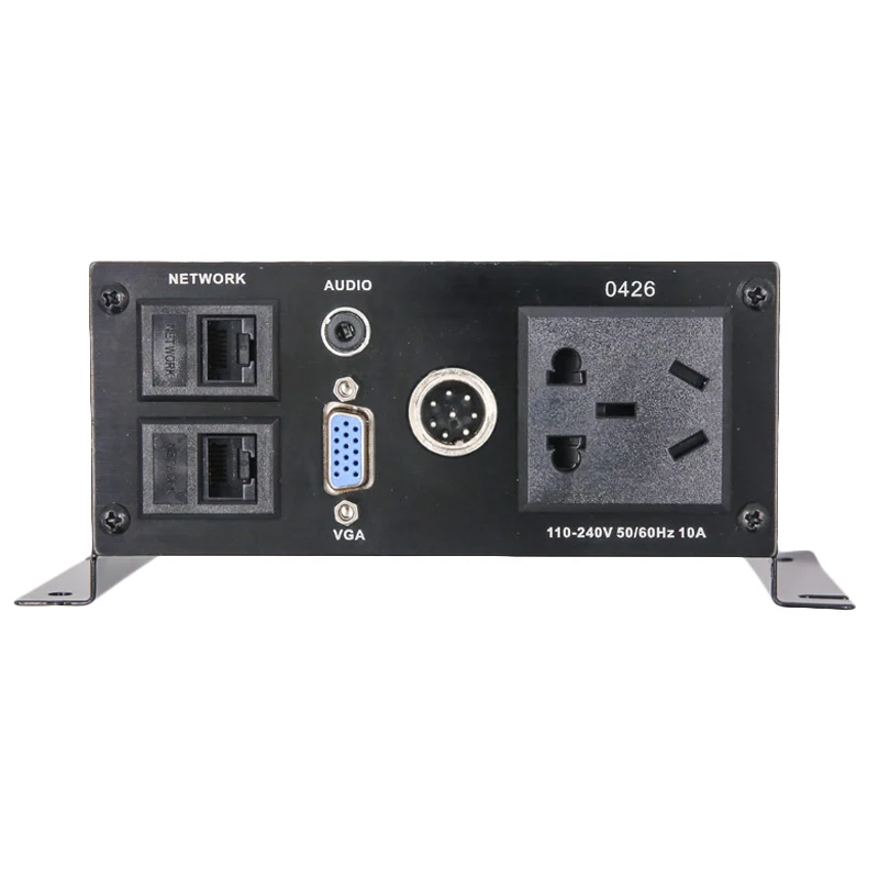 Multimedia Desktop Socket Zinc Alloy Panel With 3.5mm Audio VGA Aviation 8Pin Microphone Plug Dual Network Port