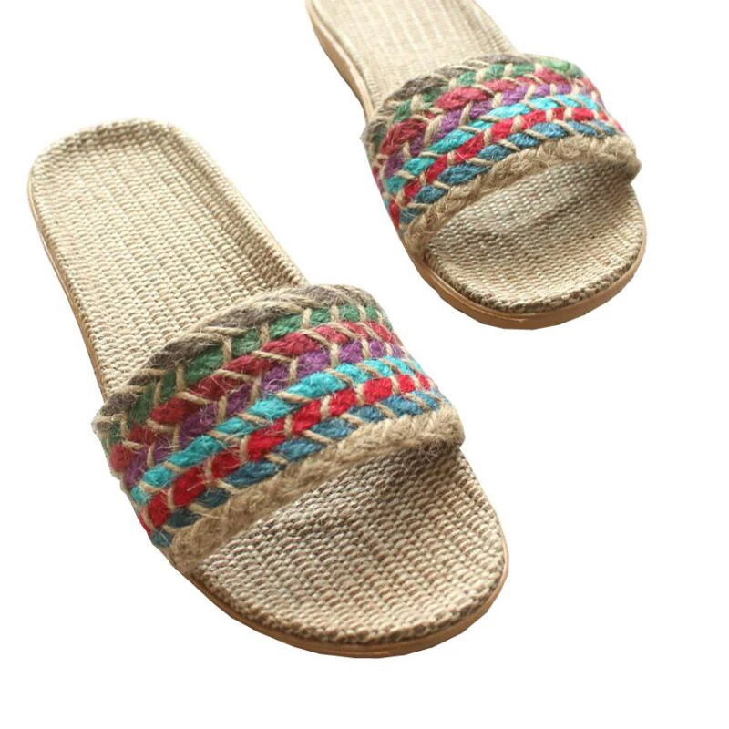 Bohemian Retro Style Linen slippers Summer Cool Indoor Slides Women Home Sandals