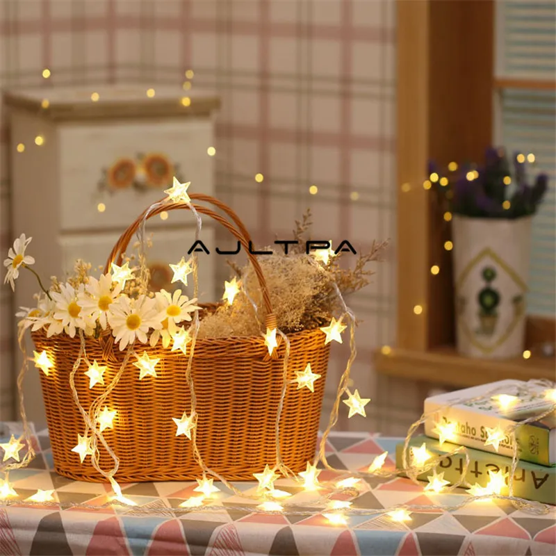 

50Pcs 3/5/6/10M 30/50/40/80 LED Star Fairy String Lights Battery Operated Warm White Party Wedding Holiday Decor Lamp Lighting