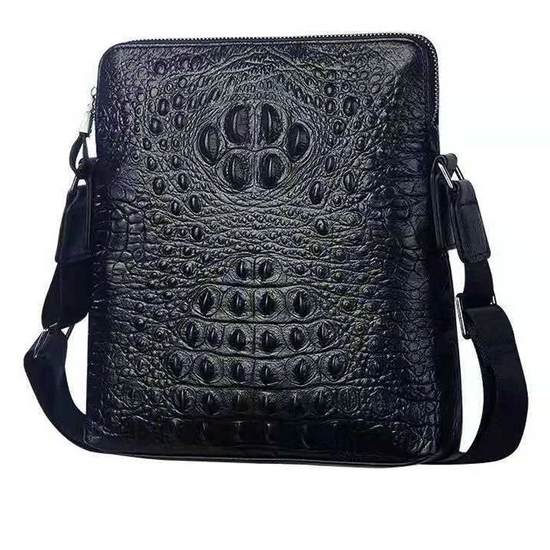 New Luxury Men's Handbags 100% Cow Genuine Leather Male Alligator Shoulder Bag Real Natural Leather Crossbody Bag Messenger Bags