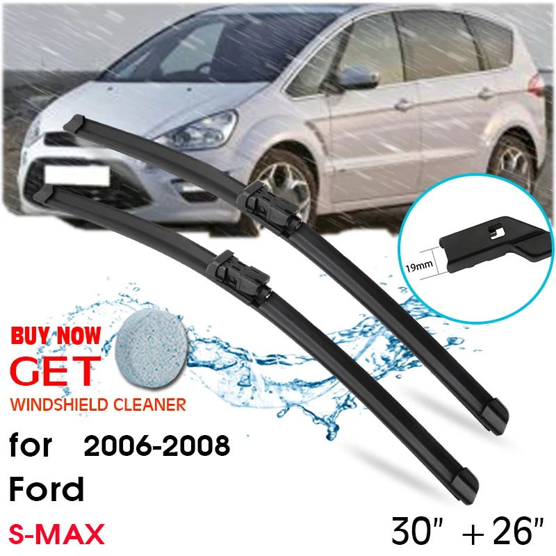 

Car Wiper Blade Front Window Windshield Rubber Silicon Refill Wiper For FORD S-MAX 2006-2008 LHD / RHD 30"+26" Car Accessories