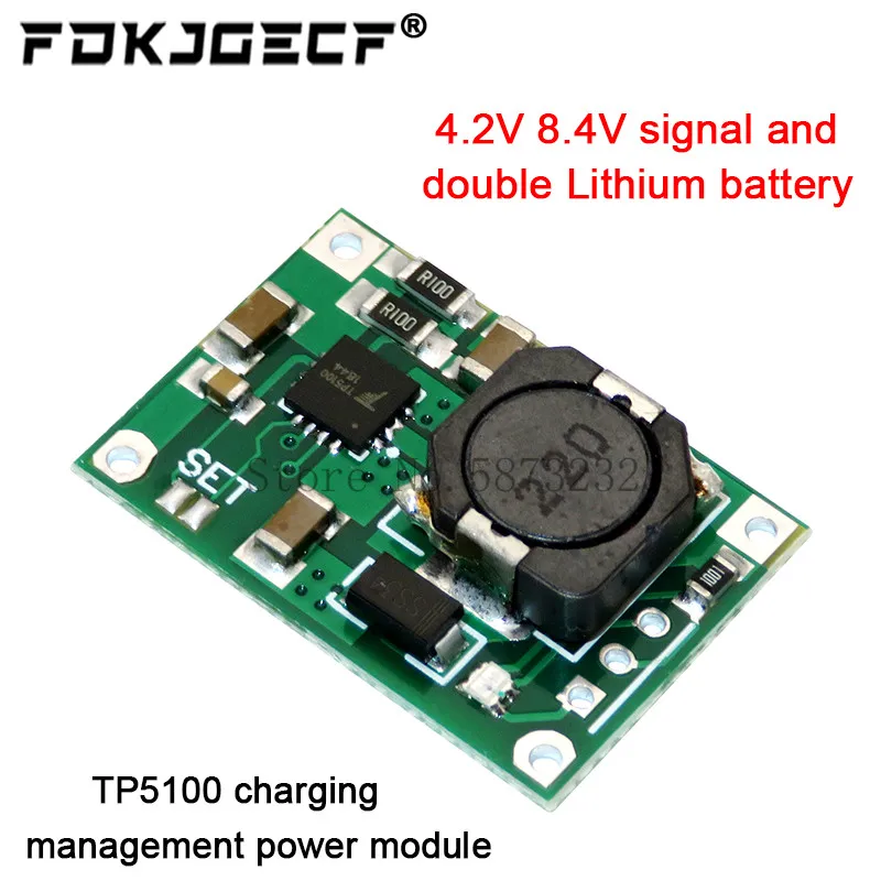 TP5100 charging management power supply module board TP5000 1A 2A compatible with 4.2V 8.4V single and double lithium batteries