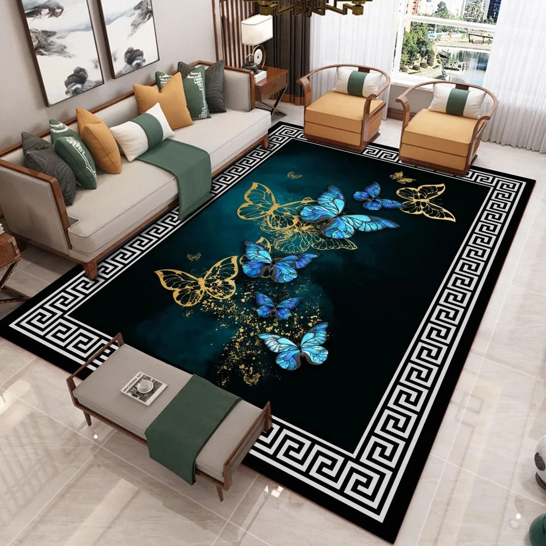 RULDGEE Modern New Chinese Style 3D Printed Carpet Living Room Sofa Coffee Table Light Luxury Blanket Home Bedroom Full Bed Mat