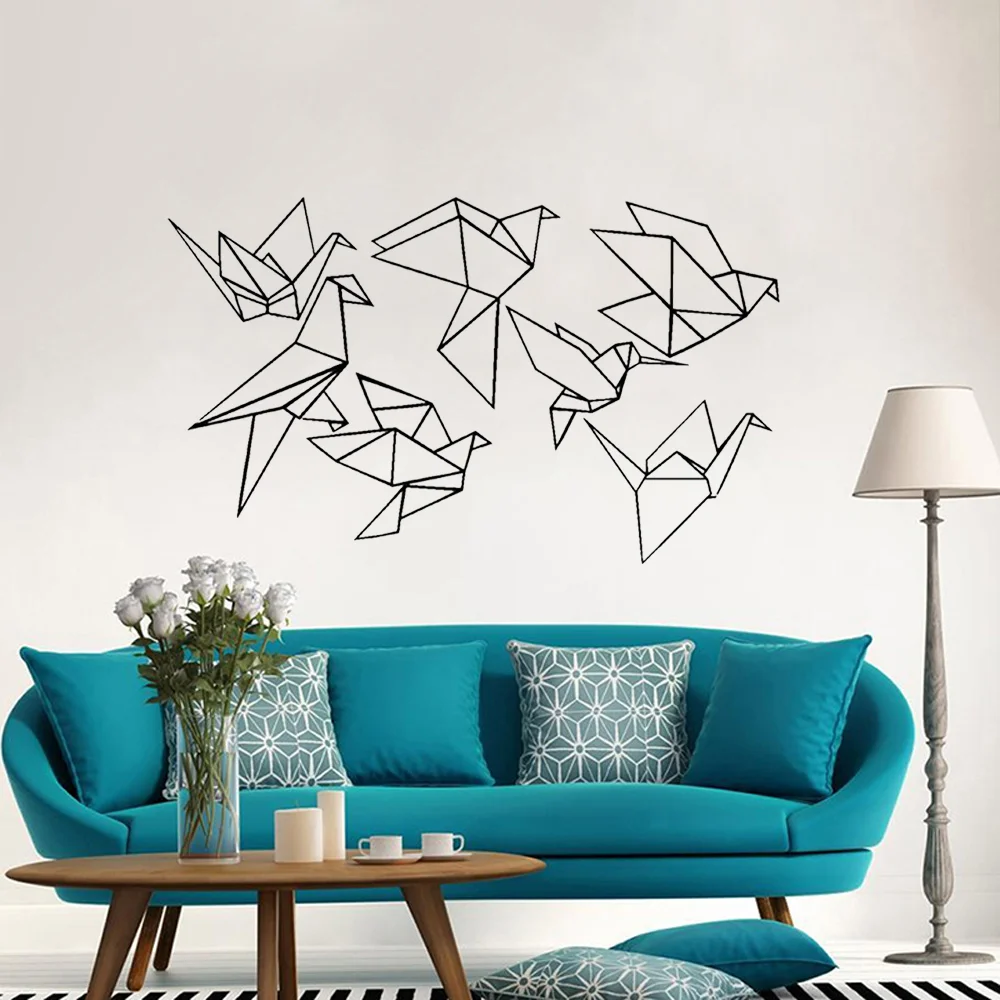 Geometric Origami Birds Wall Decals Nursery Art Decor Flying Birds Vinyl Sticker bedroom to decorate the living room