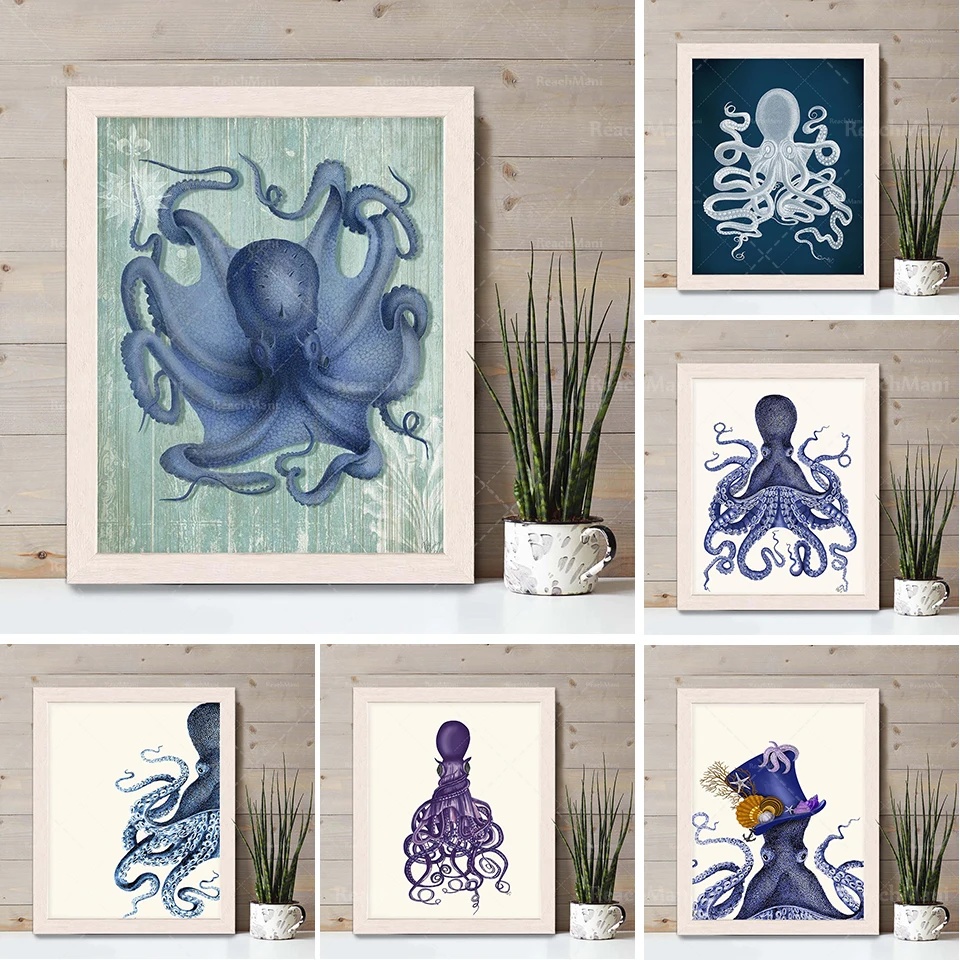 

Impression de poulpe de bord de mer-décoration de bord de mer Art de plage de bord de mer décoration côtière maison de bord de m