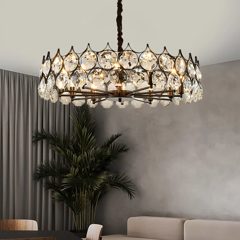 Designer Golden LED Chandelier Round Crystal Ceiling Chandelier Modern Fashion Living Room Bedroom Hotel Lobby Lamp