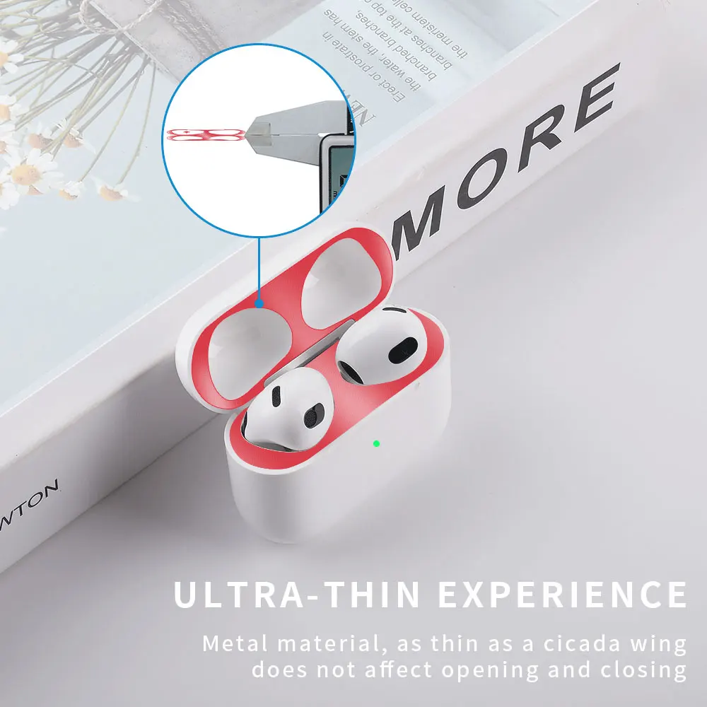 For Airpods Pro 2 Gen 2022 Sticker Earphone Case Metal Dustproof Scratch Resistant Sticker Cover For Airpods 3 3rd 2nd Pro USB C