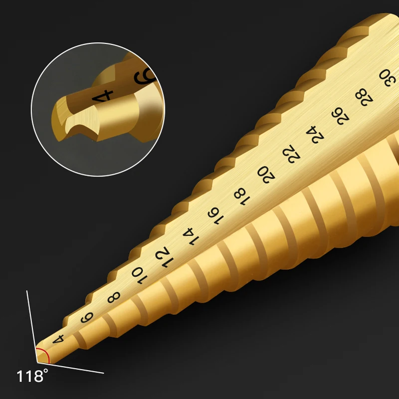 Hss Titanium Coated Stap Boor Boren Power Tools Voor Metalen Hoge Snelheid Staal Hout Hole Cutter Kegel Boor