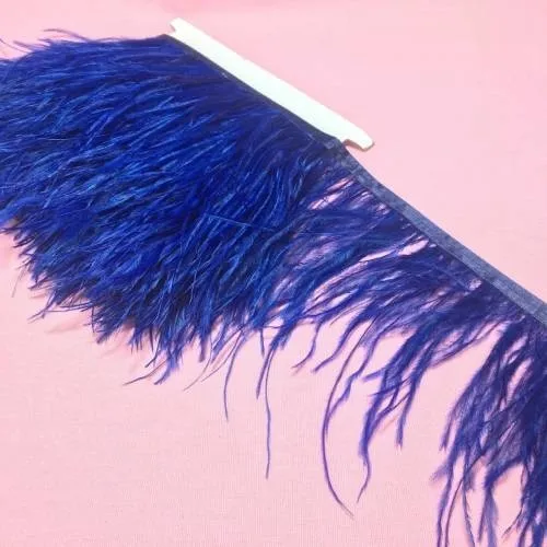 Embroideries Ostrich Feather Sax Blue 12 cm 1 Metre