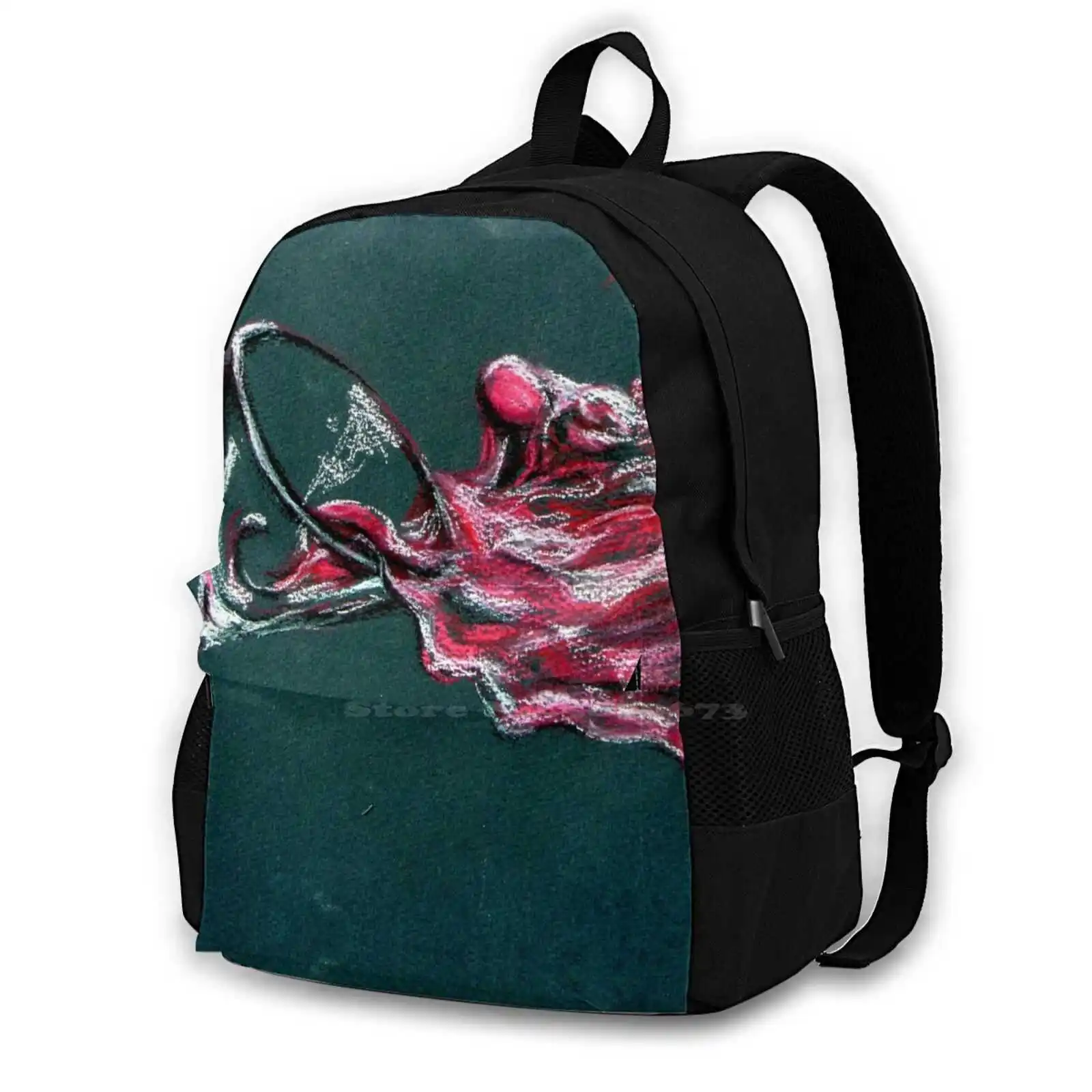 Oops Teen College Student Backpack Pattern Design Bags Glass Liquid Liquor Wine Cosmo Caitlin Padilla Spill Fun Martini Oops