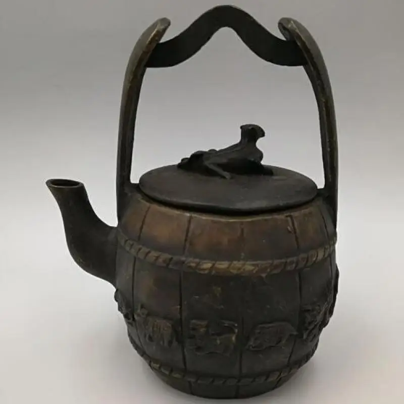 

Chinese antiques collection brass handicraft decoration props 12 zodiac teapot