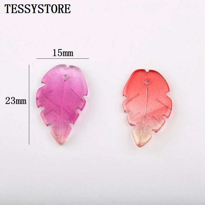 10pcs Leaf Shape Lampwork Beads Three-dimensional Shape Glass Beads For Jewelry Making Hairpin Earring Handmade DIY Accessories