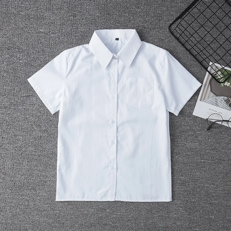 Camisa branca de manga curta para meninas, uniforme escolar estilo japonês para estudantes