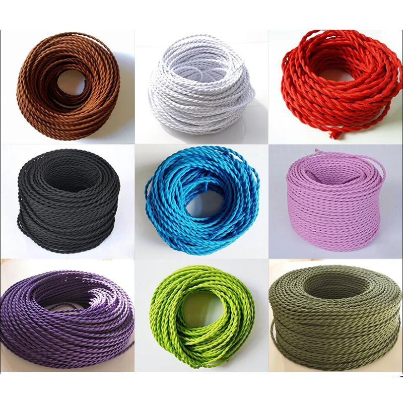 0,75mm * 2 Core Elektrische Kupfer Draht Vintage Twisted Stoff Kabel Woven 2 Schnur Textil Kabel Anhänger Lampe Schnur edison Beleuchtung