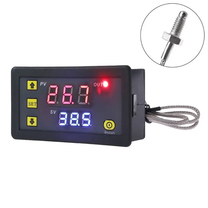 Digital Temperature Controller -60~500 degrees Celsius K-type M6 Probe Thermocouple Sensor Embedded Thermostat