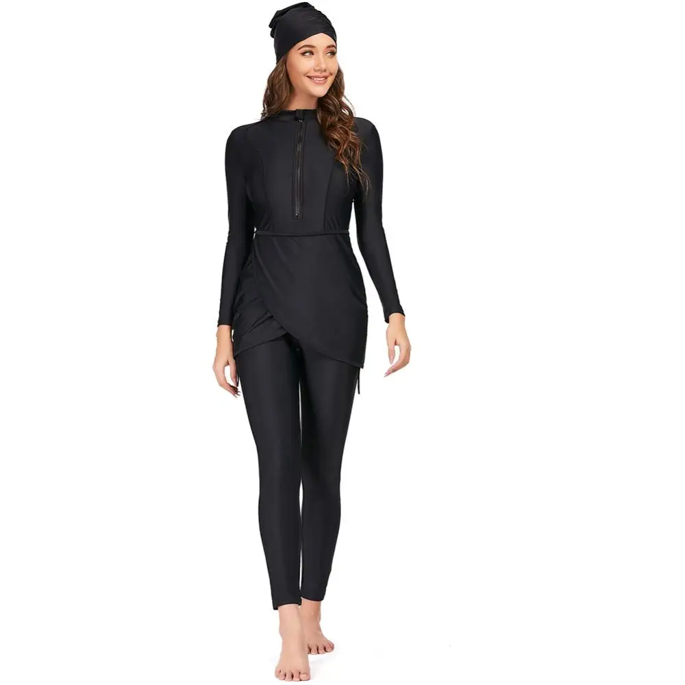 YONGSEN 2022 Women Plus Size Muslim Swimsuit Burkini Modest Clothing Islamic Long Sleeves Muslimah Hijab Full Cover Swimwears