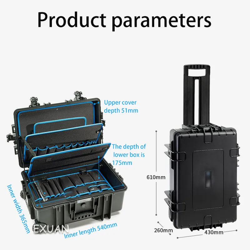 Auto Reparatie Tool Opbergdoos Waterdichte Hardware Tool Grote Trolley Multifunctionele Verzending Doos