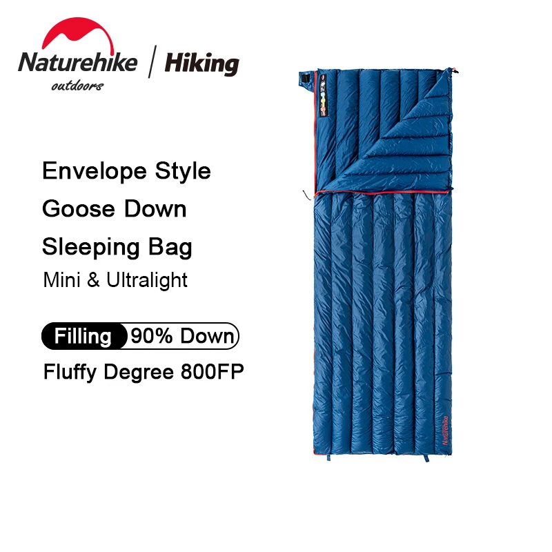 Naturehike New Goose Down Sleeping Bag 800FP Ultralight Envelope Type Mini Sleeping Bag Camping Outdoor Waterproof CWM400/CW280