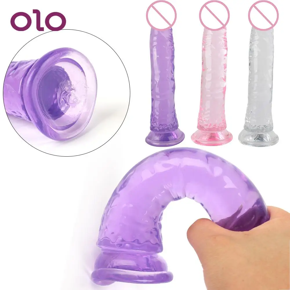 OLO Big Penis Anal Butt Plug Realistic Dildo Sex toys Female Masturbation Crystal Jelly Dildo For Couples With Suction Cup