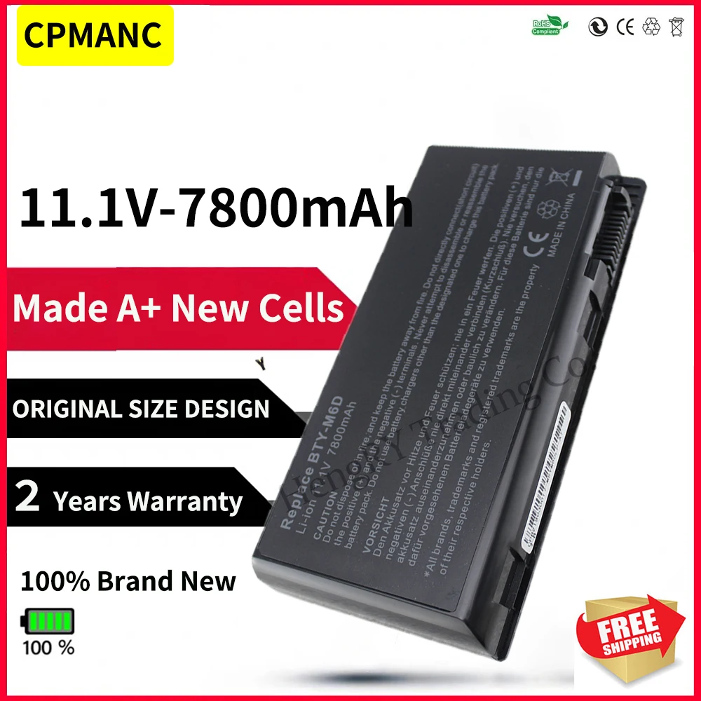 CPMANC 7800mAh 9 Cells laptop battery For MSI BTY-M6D GT783H GX660 GX660DX GX70H GX780R GT70 GT760 GT60 7800mAh