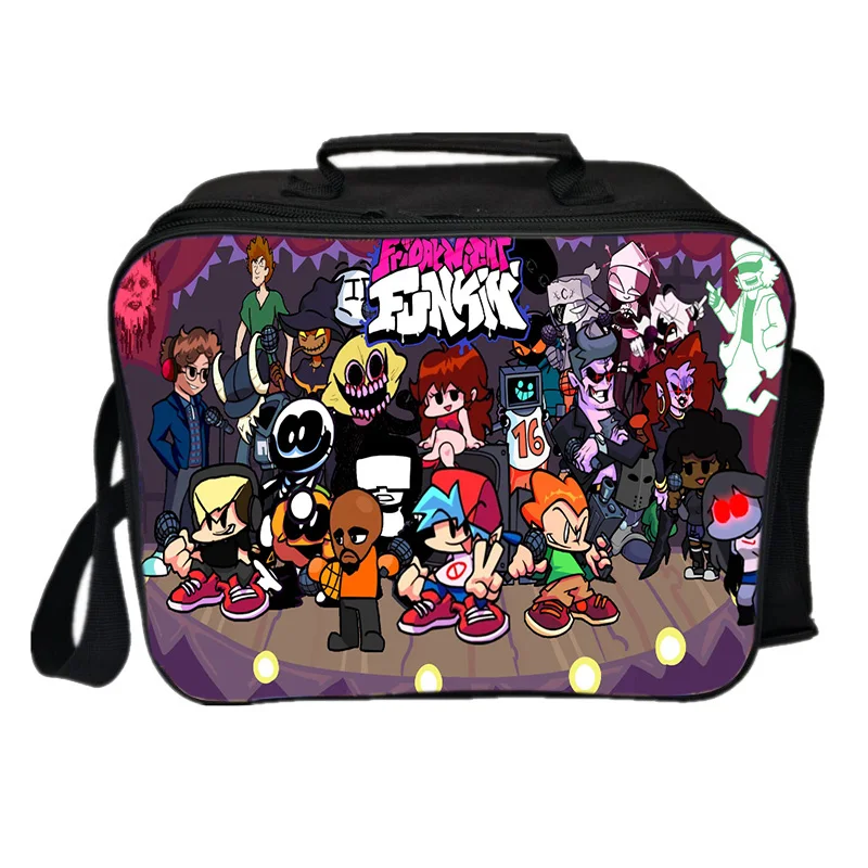 Cartoon Friday Night Funkin Lunch Bag Students Lunch Box Hot Game Office Food Storage Case Waterproof Tote Functional Lunchbags