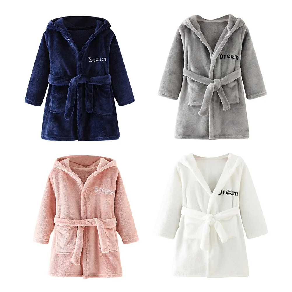 Children Bath Robes Flannel Winter Kids Sleepwear Hooded Robe Infant Nightgown for Boys Girls 3-10 Years Baby Clothes For Kids