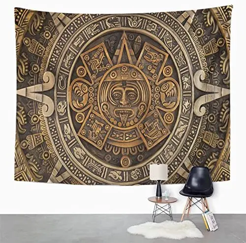 Mandala Home Decor History Close View Of The Ancient Aztec Calendar Civilization Mayan Mexican Culture Tapestries