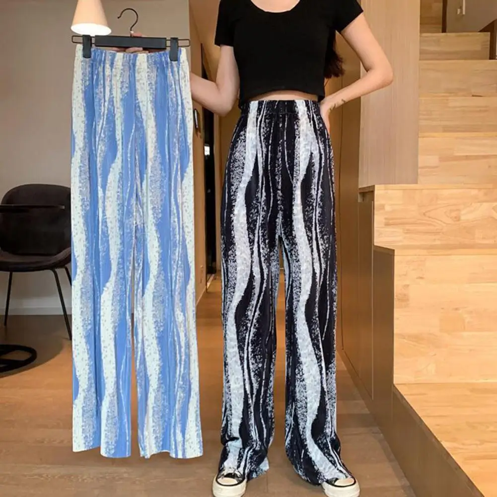 

2021 Fashion Women Long Pants Wear Resistant Drawstring Elastic Waist Casual Trousers Tie Dye Print Lady Streetwear Long Pants