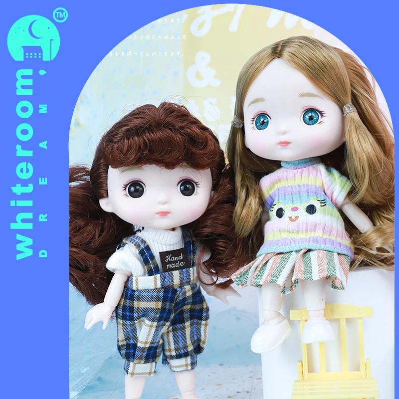 Muñeca articulada 3D de 16 cm para niña, juguete de muñeca pequeña BJD de cuerpo desnudo, expresión de cara, 13 articulaciones móviles, ojos