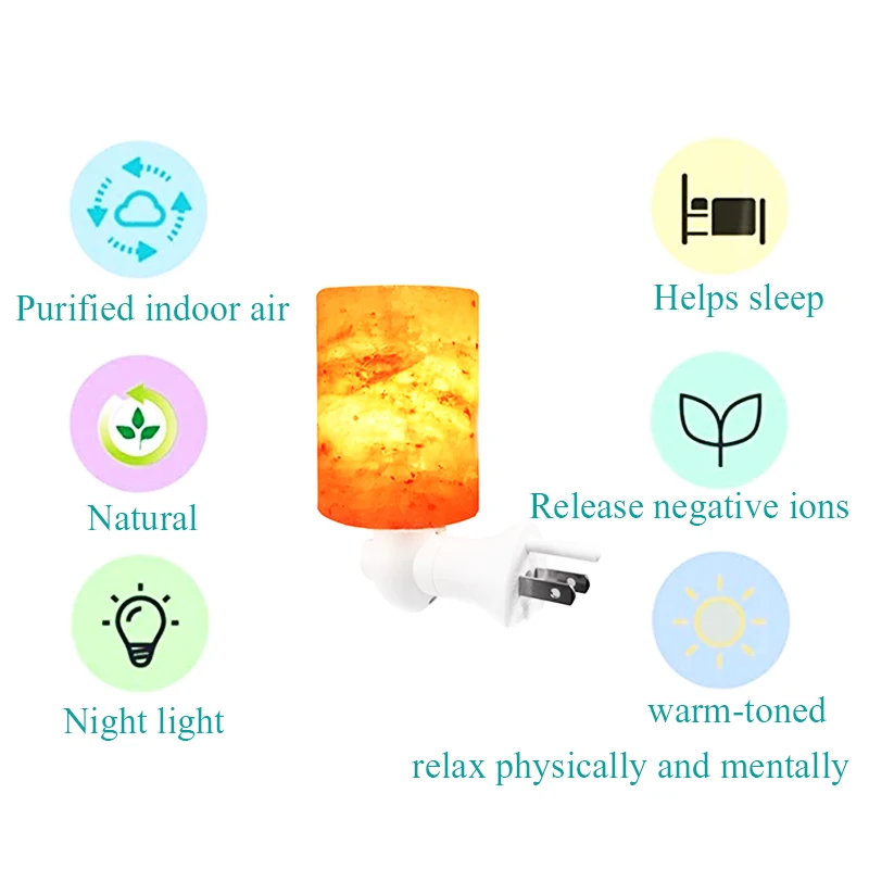 Crystal Salt Lamp Himalayan Natural Ore Night Light Release Negative Ion Help Sleep Purify odor Corridor Bedside Bedroom lamp