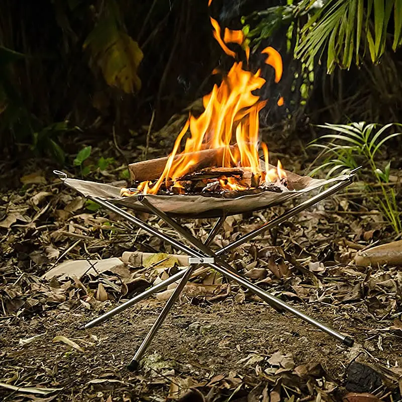 Outdoor Fire Burn Pit Stand Portable Solid Fuel Rack Folding Stove Fire Frame Fast Heating Wood Charcoal Stove Camping Tool