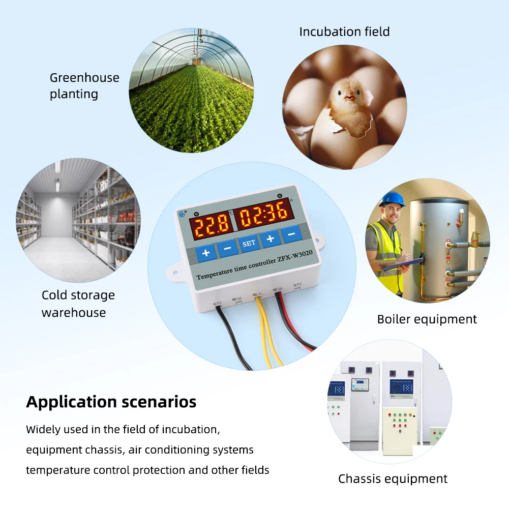 Yieryi Digital Temperature Time Controller ZFX-W3020 Thermostat 220V Temperature Control Switch for Greenhouse Planting Hatchery