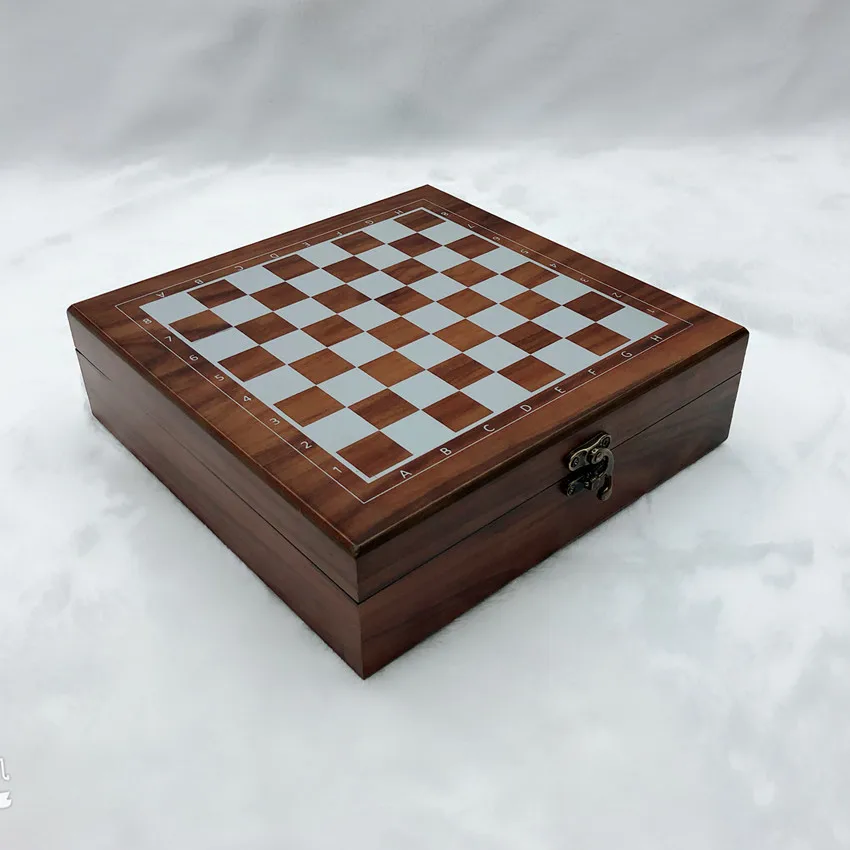 New Wooden Chess Set Folding Dice Domino Poker 32 Chess Pieces Internal Storage Portable Travel Board Game Set for Children Kid