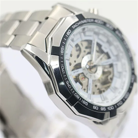 HOT！New Arrival Mens Watch Hand-Winding Skeleton Automatic Mechanical Stainless Steel Sport Wrist Watch Wholesale Dropshipping