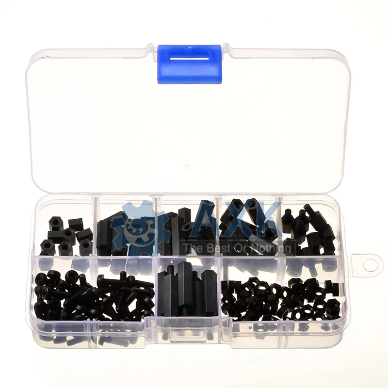 

300pcs M3NH1 M3 Nylon Screw White/Black Hex Nylon Standoff Spacer Column Flat Head Nylon Plastic Spacing Screws Nuts