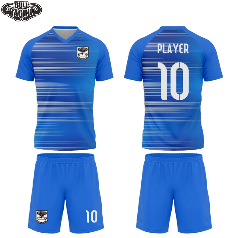 custom thai quality retro blue stripes design soccer jersey uniform free shipping football jersey uniform