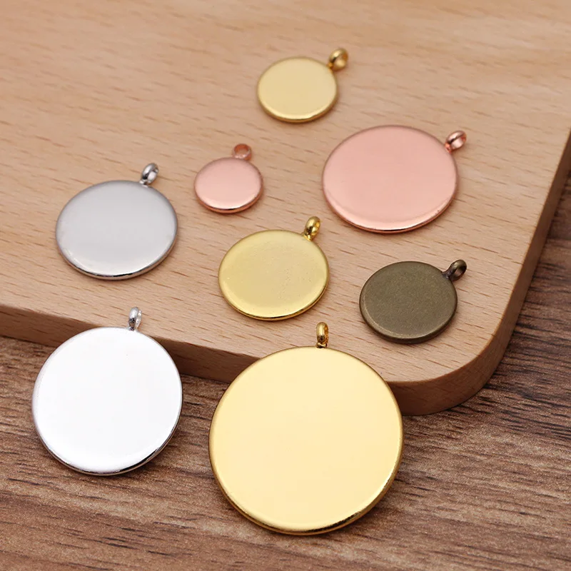 100pcs Blank Pendant Base Round Bezel with Loop Settings DIY Findings for Magnifying Glass Cabochon Stickers Earring Making