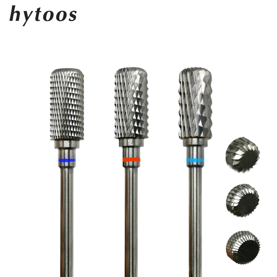 HYTOOS Barrel Nail Drill Bits 3/32 Carbide Burr Dust Proof Bit Milling Cutter For Manicure Electric Drill Nails Accessorie Tool