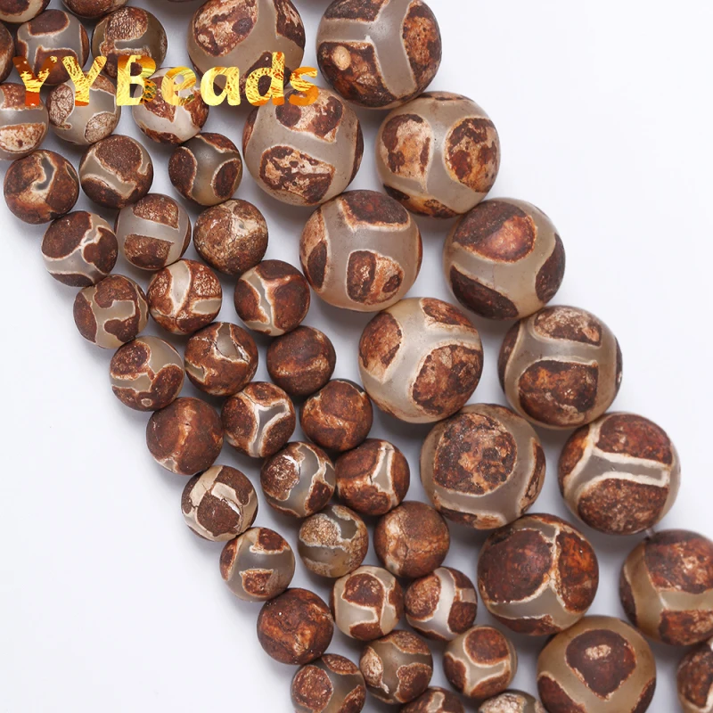 Natural Brown Stripes Dzi Agates Beads Tibetan Mystical Football Agates Round Loose Beads For Jewelry Making DIY Bracelet 6-12mm