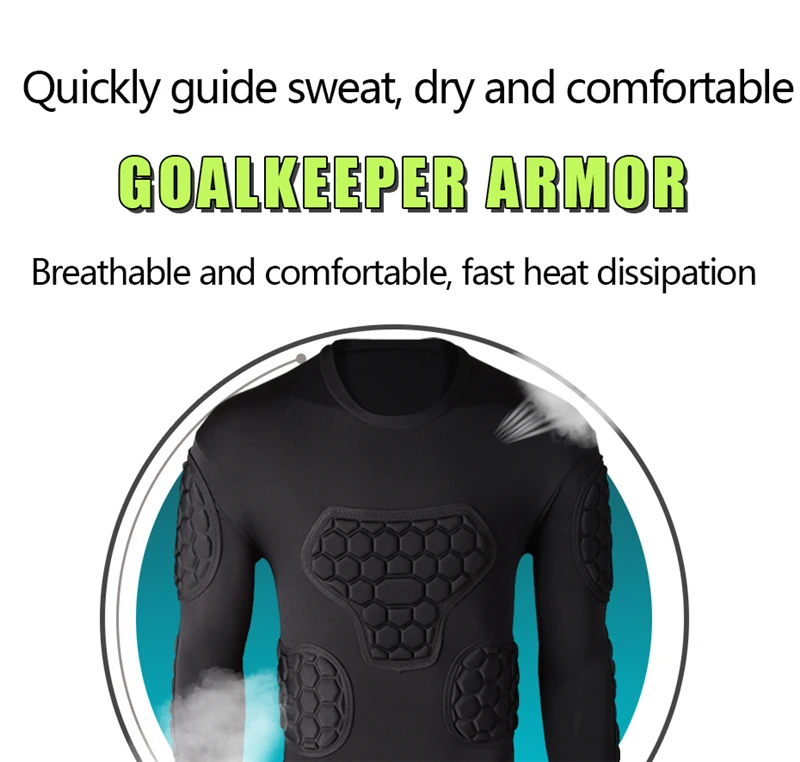 Professionelle Rugby Fußball Fußball Torwart Trikots Rüstung Uniformen Shirts Jacken verdicken EVA Schwamm Ellenbogen Brustschutz – Detail 4