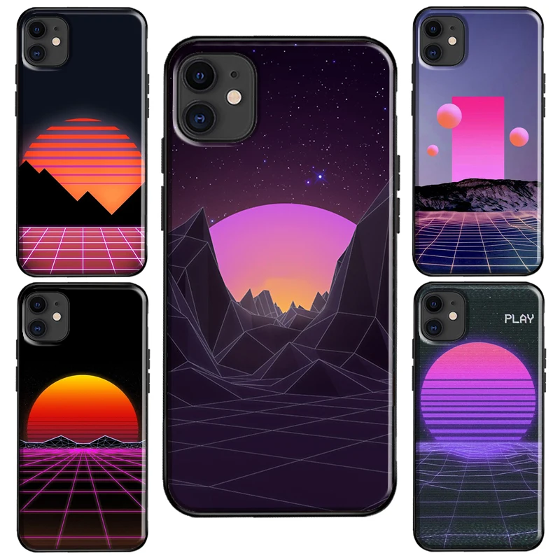 Vaporwave Neon 80s Case For iPhone 11 14 Pro Max XS X XR 7 8 Plus SE 2020 For iPhone 12 Pro Max 13 mini Coque