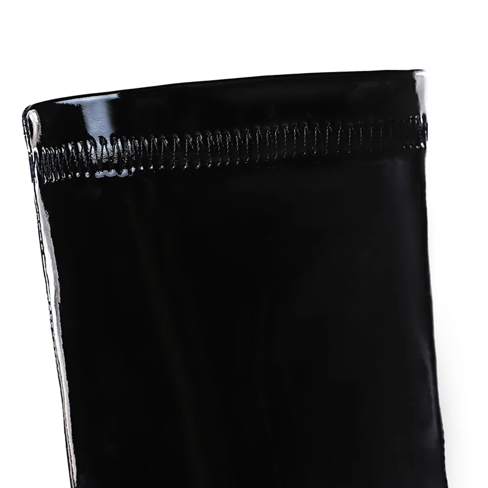 BIGTREE Shoes Stiletto Pointed Toe ANKLE Boots Black Patent Leather Sexy Thin High Heel Boots Winter Boots Pole Dancing view 5
