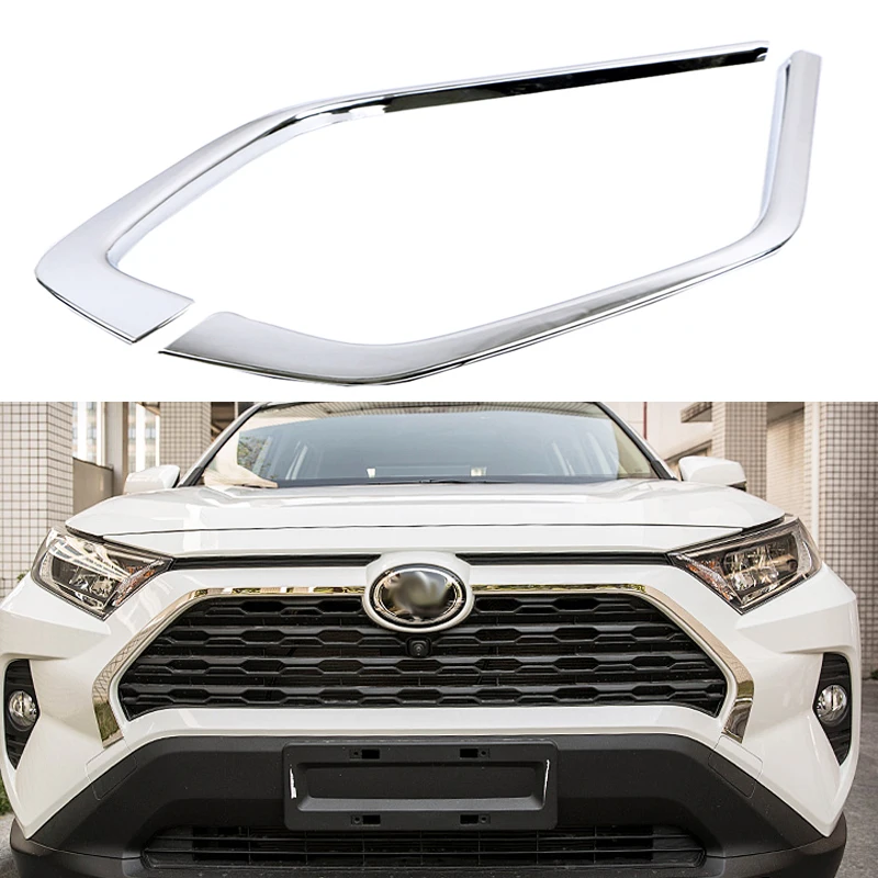 

2pcs ABS Chromed For Toyota RAV4 2019 2020 Car Front Grill Grille Decorative Cover Trim Car Styling Decals