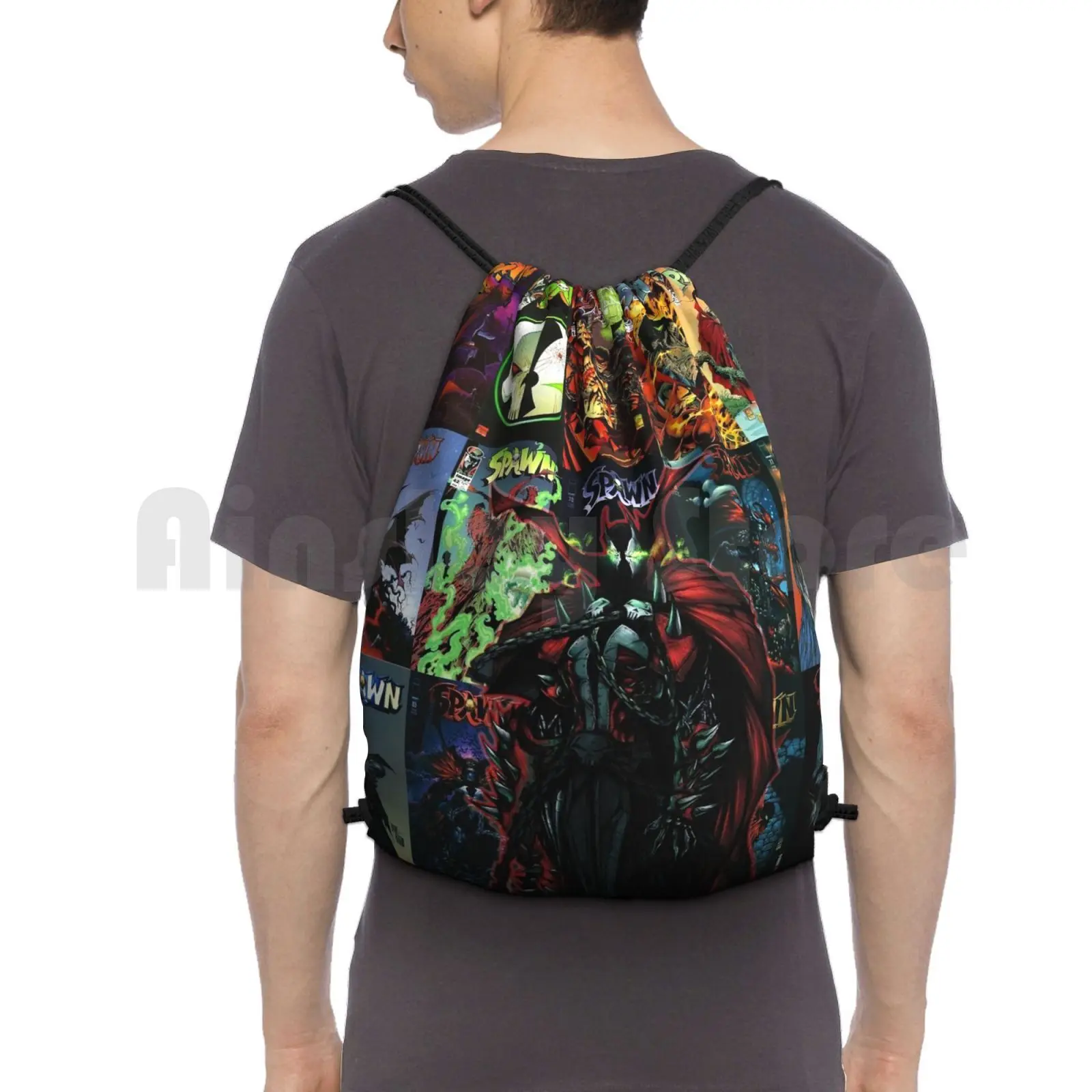 

Backpack Drawstring Bags Gym Bag Waterproof Soawn Comic Comic Book Hell Demon Geek Hero Superhero