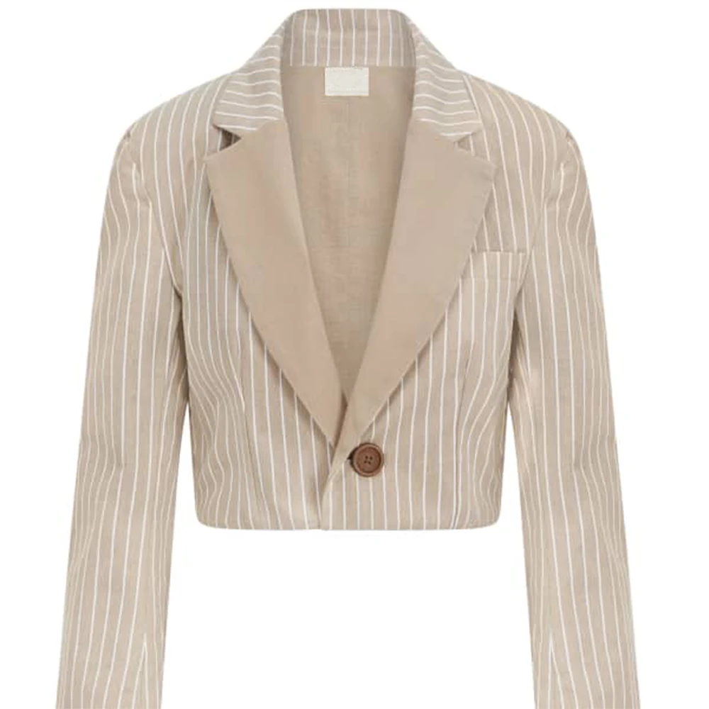 Chic Double-Sided Wearable Suit Jacket England Style Stripe Blazer Streetwear Casual Daily Wear 1 Piece