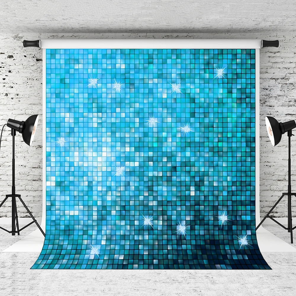 

VinylBDS Blue Stage Photo Backdrops Flash Square Lattice Custom Photo Backdrops Children Backgrounds For Photo Studio Photoshoot