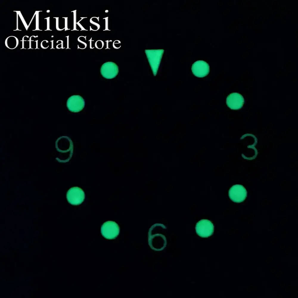 Quadrante luminoso Miuksi 29,2 mm nero blu verde quadrante sterile adatto al movimento NH35 NH36