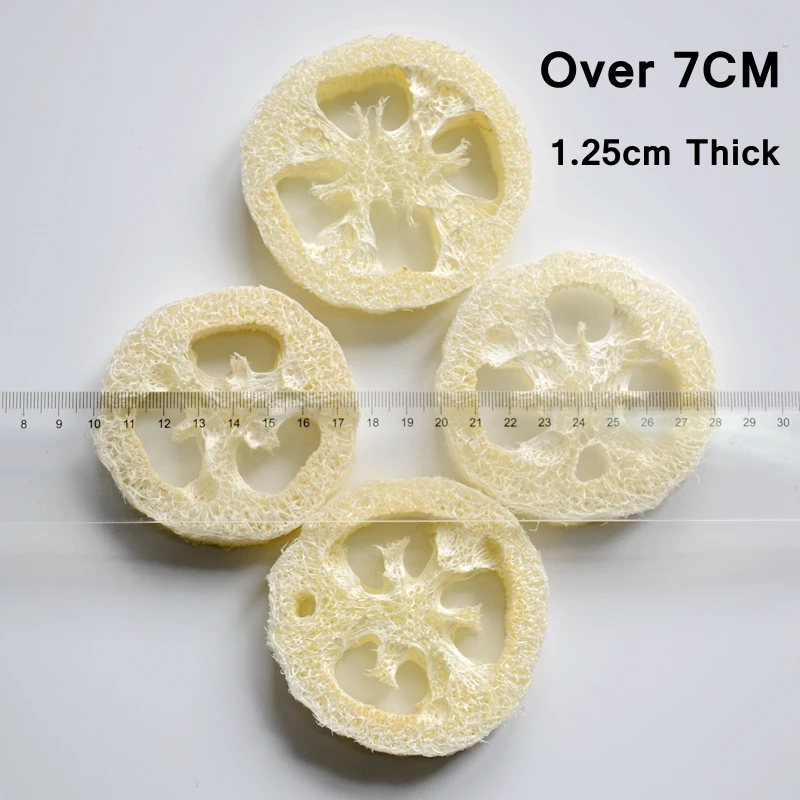 Imagem -02 - sobre 7cm de Tamanho Grande Esponja Luffa Natural Faça Você Mesmo Saboneteira Núcleo Saboneteira Artesanal Purificador de Esponja Facial