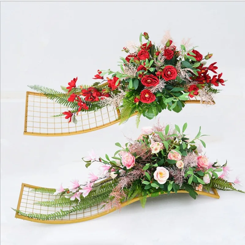 Upscale Wedding Decorations Props Iron S-shaped Big Wave Path Road Lead Party Stage Aisle Runner Cited Flower Shelf Supplies